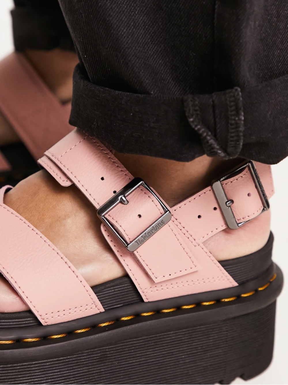 Dr. Martens Voss II Athena Leather Strap Platform Peach Beige Women’s size 8 NEW - Picture 12 of 13